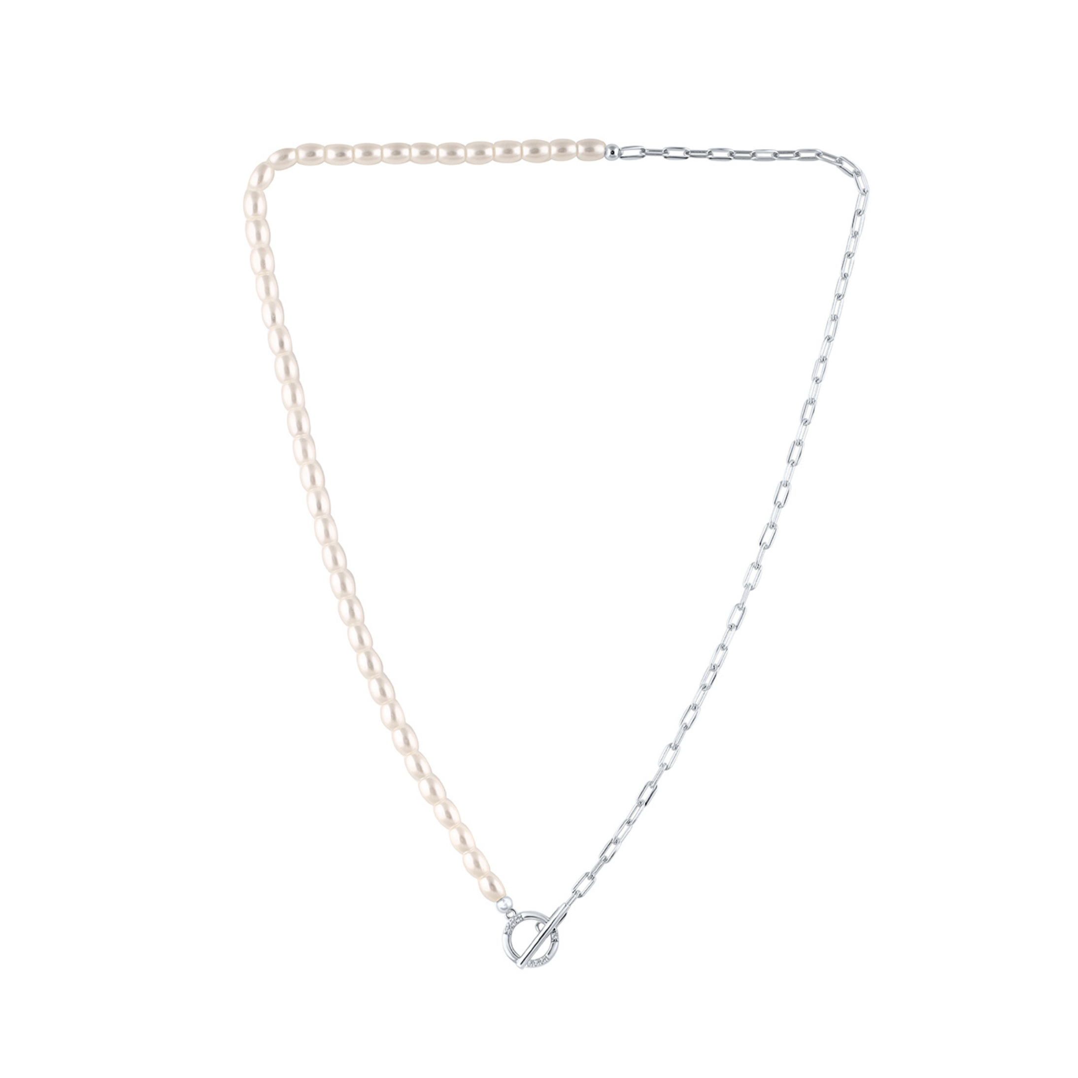 GEORGINI Alchemy Paperclip Pearl Fob Necklace